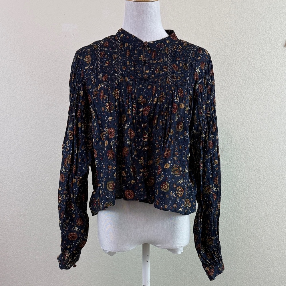 Veronica Beard Sherwood Floral Pleated Button Front‎ 100% Cotton Women's Top 6 - Picture 3 of 13